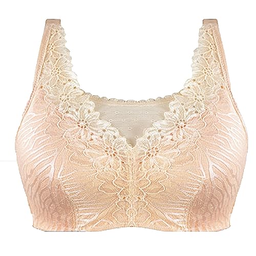 XWSM Chirurgischer Mastektomie BH Mit Taschen Alltags-Sport-BH Büstenhalter Nach Einer Brustoperation Kompressionsunterstützung Stillspitze Bandeau-Oberteil (Color : Beige, Size : 42/95B) von XWSM