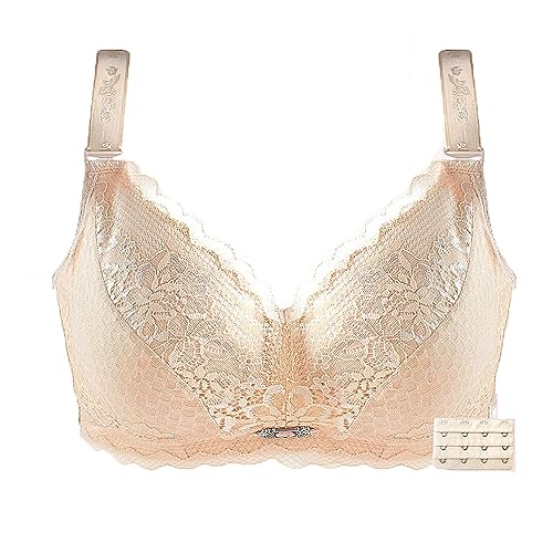 XWSM Dünne Mastektomie BHS Plus Size Dessous Mit Taschen Bralette Top for Frauen Nach Der Operation Spitzen Silikon Brustprothesen Unterhemd (Color : Beige, Size : 75/34C) von XWSM