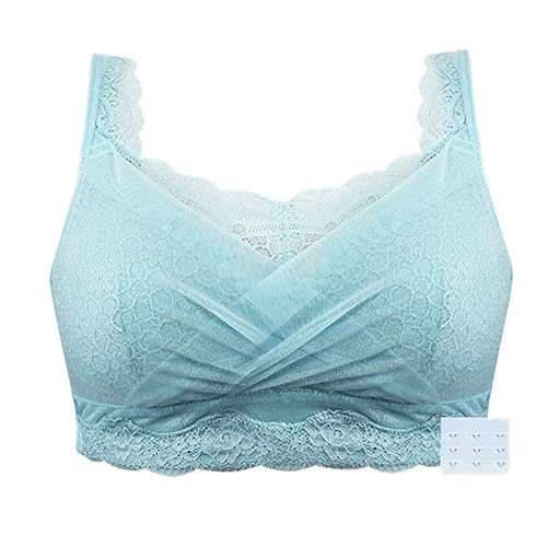 XWSM Kompressions Mastektomie-BH for Brustprothesen Mit Taschen Kabelloser Stütz-BH Spitze for Frauen Kleines Alltagsoberteil In Übergröße (Color : Blue, Size : 36/80C) von XWSM