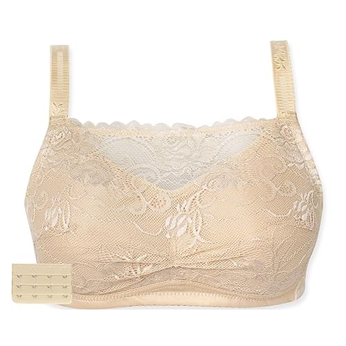 XWSM Post-OP-BHS Mastektomie-BH Spitzen Bandeau Röhrenoberteil Dessous Mit Taschen Bralette Kabelloses Damen Büstenhalter Oberteil for Den Alltag (Color : Beige, Size : 75/34B) von XWSM