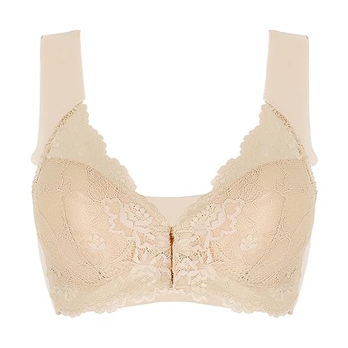 XWSM Weicher Mastektomie-BH Mit Frontverschluss Nach Operationen Still-BHS Brasieres Büstenhalter Kabellos Nahtlos Bralette Spitze Große Körbchen Dessous-Oberteil (Color : Beige, Size : 110C) von XWSM