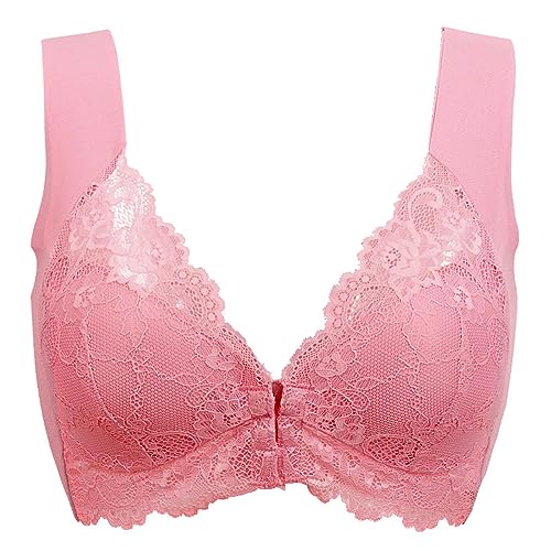 XWSM Weicher Mastektomie-BH Mit Frontverschluss Nach Operationen Still-BHS Brasieres Büstenhalter Kabellos Nahtlos Bralette Spitze Große Körbchen Dessous-Oberteil (Color : Pink, Size : 115C) von XWSM