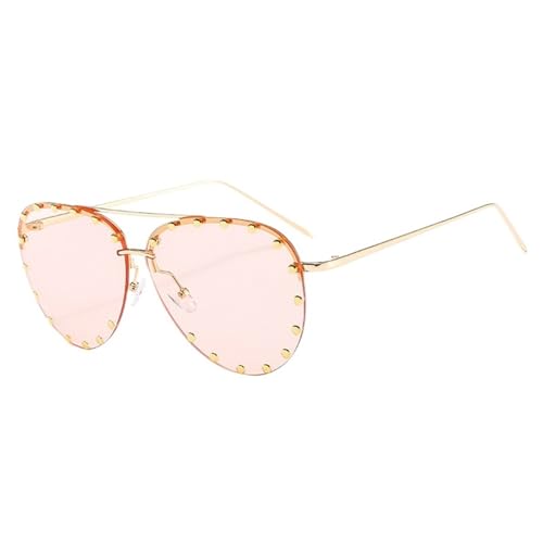XWZSHMH Retro Nieten Damen randlose Sonnenbrille Damen Gradient Punk Style Brille, rot, M XWZSHMH Retro Nieten Damen randlose Sonnenbrille Damen Gradient Punk Style Brille, rot, M von XWZSHMH