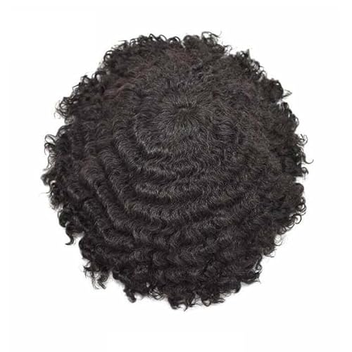 Haarteile für Männer Herren-Toupet, Afro-Locken, Herren-Perücken, atmungsaktiv, Mono-Oberteil und PU-Umfang, männliche Haarkapillarprothese, 15,2 cm, Ersatzsystem, Einheit, Echthaar-Perücke Echthaar T von XXAD553TY