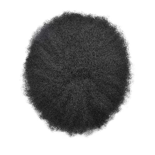 Haarteile für Männer Herren-Toupet, Afro-Locken, Herren-Perücken, atmungsaktiv, Mono-Oberteil und PU-Umfang, männliche Haarkapillarprothese, 15,2 cm, Ersatzsystem, Einheit, Echthaar-Perücke Echthaar T von XXAD553TY