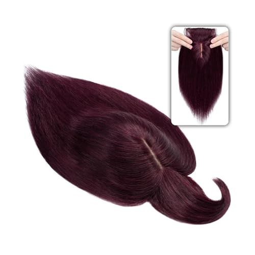 Haartopper für Frauen 6"-18" glattes Echthaar-Topper-Haarteil mit Pony, 7 * 12,5 cm Haar-Topper auf Seidenbasis for Frauen mit schütterem Haar oder Haarausfall, 3-fach einsteckbar Haarteil (Size : 12 von XXAD553TY