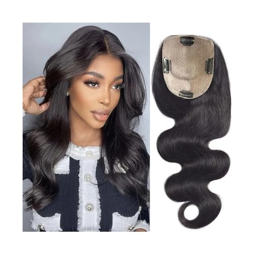 Haartopper für Frauen Echthaar-Topper, gewellter Seiden-Basis-Topper mit Babyhaar, 20,3–55,9 cm, chinesisches Remy-Haar, natürliches Kopfhaut-Haarteil mit 4 Clips, ideal for dünner werdendes Haar Haar von XXAD553TY