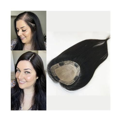 Haartopper für Frauen Haar-Topper aus echtem Echthaar, Seidenbasis-Topper mit 2 cm PU um europäisches Remy-Haar, glattes Haarteil-Topper mit Clips, for Haarausfall, dünner werdendes Haar Haarteil (Co von XXAD553TY