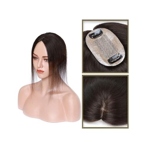 Haartopper für Frauen Haar-Topper aus echtem Menschenhaar, 6 x 9 cm, Mittelteil, Seidenbasis, Damen-Topper, Clip-in-Haarverlängerung, glattes Haarteil for Haarausfall, dünner werdendes Haar Haarteil ( von XXAD553TY