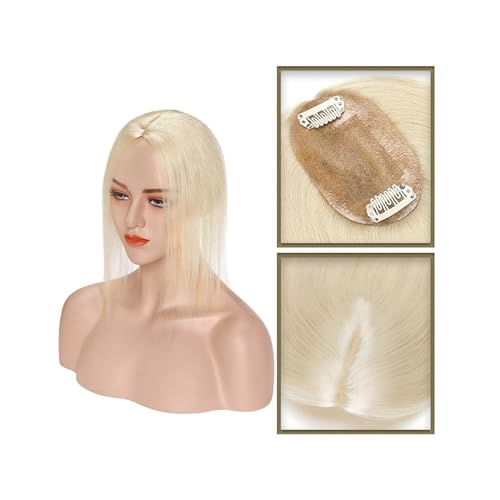 Haartopper für Frauen Haar-Topper aus echtem Menschenhaar, 6 x 9 cm, Mittelteil, Seidenbasis, Damen-Topper, Clip-in-Haarverlängerung, glattes Haarteil for Haarausfall, dünner werdendes Haar Haarteil ( von XXAD553TY