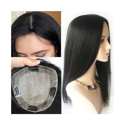 Haartopper für Frauen Haar-Topper for Frauen, Echthaarteile mit Seidenhautbasis und 2 cm PU-Umrandung, mit Clips in langen, geraden, handgebundenen Topper for Frauen mit schütterem Haar Haarteil (Col von XXAD553TY