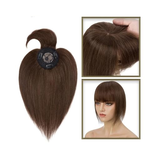 Haartopper für Frauen Haaraufsätze for Frauen mit dünner werdendem Haar, 10–20 Zoll glatter Echthaaraufsatz mit Pony, 150% Dichte, 8,5 x 8,5 cm Seidenbasis, Clip-in-Topper-Haarteile Haarteil (Size : von XXAD553TY