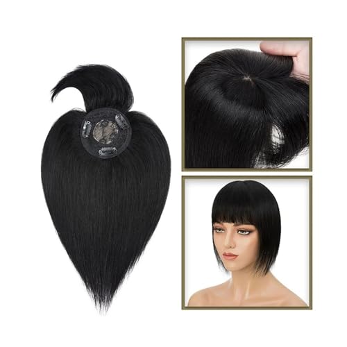 Haartopper für Frauen Haaraufsätze for Frauen mit dünner werdendem Haar, 10–20 Zoll glatter Echthaaraufsatz mit Pony, 150% Dichte, 8,5 x 8,5 cm Seidenbasis, Clip-in-Topper-Haarteile Haarteil (Size : von XXAD553TY