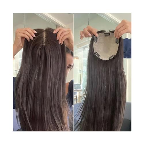 Haartopper für Frauen Haaraufsätze for Frauen mit dünner werdendem Haar, natürliches schwarzes Remy-Echthaar, Haarteil, Vollseidenbasis, glattes Haar, mit 5 Clips Haarteil (Color : 12 inches, Size : von XXAD553TY