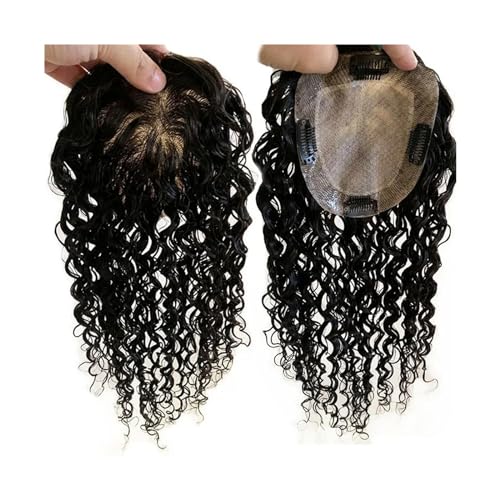 Haartopper für Frauen Lockiges Echthaar-Topper for Frauen, Seidenbasis mit 2 cm PU um 4 Clips in lockigem Haar-Topper, Haarteile for Frauen mit dünner werdendem Haar Haarteil (Color : 16 inches, Siz von XXAD553TY