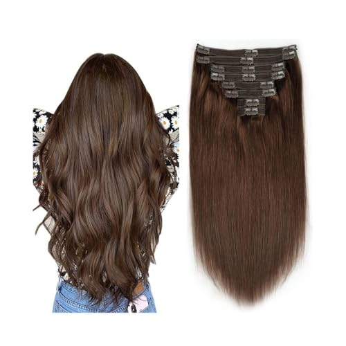 Haarverlängerung #4 Schokoladenbraune Clip-in-Haarverlängerungen, dick, seidig, glatt, echtes Echthaar, 8 Stück, Doppelschuss-Clip-ins, brasilianische Remy-Haarverlängerung for Frauen Clip in Extensio von XXAD553TY