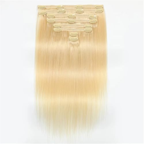 Haarverlängerung 613 Blonde Glatte Clip-In Haarverlängerungen, 100% Echthaar, dickes Haar for Frauen Clip in Extensions(14inches) von XXAD553TY