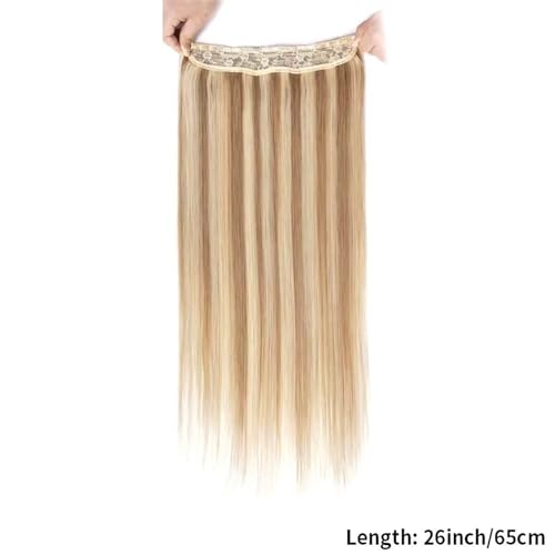 Haarverlängerung Draht-Haarverlängerung, Echthaar for Frauen, Blond 8# mit Bleichblond 613#, natürliches glattes Haar, einteilig, for den ganzen Kopf Clip in Extensions (Color : P8-613, Size : 26 in von XXAD553TY