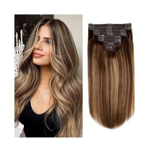 Haarverlängerung Frauen Echthaarverlängerung 8Pcs Clip In Remy Haar Schuss for Lady Natural Clips Haarteile Clip in Extensions(24inches) von XXAD553TY