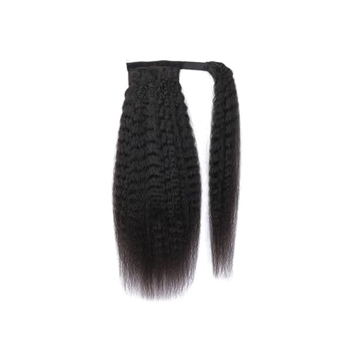 Ponytail Extension Kinky Straight Pferdeschwanz Echthaarverlängerung Wrap Around Clip In for Frauen #1B Pferdeschwanz(18inches) von XXAD553TY