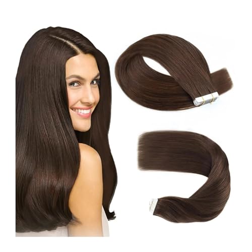 Tape Extension Echthaar Tape in Echthaarverlängerungen, dunkelbraunes Tape in Haarverlängerungen, braune nahtlose Taping-Echthaarverlängerungen for Frauen 16-26 Zoll Remy Tape in Extensions (Size : 6 von XXAD553TY