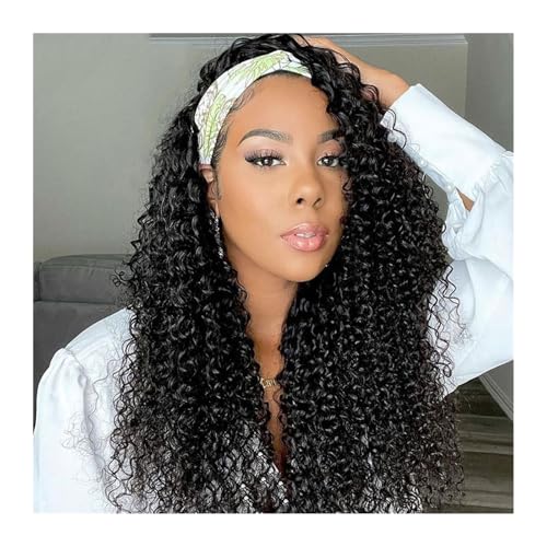 Volle maschinengefertigte Perücke, Afro Kinky Curly Stirnband Perücke, Echthaar, lockige Perücken for schwarze Frauen, Remy-Haar, ohne Kleber(Kinky Curly,8inches) von XXAD553TY