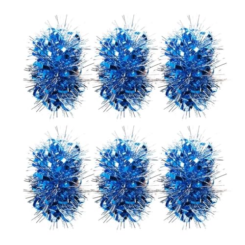 Cheerleading-Pompons, elastisches Armband, Pferdeschwanz-Halter, Haarseile, Party-Kostüm für Team-Feier, Volleyball-Spiel (dunkelblau), 6 Stück von XXCLW