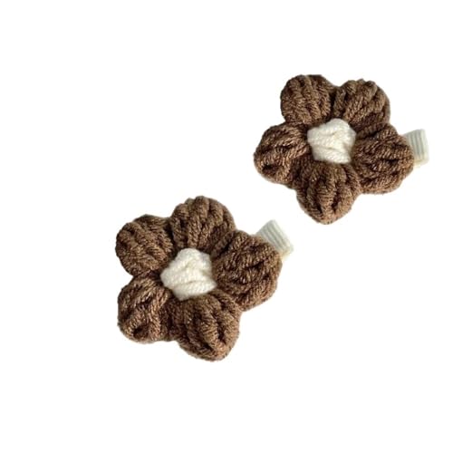 Haarnadeln mit niedlichem Baumwollseil, geflochtene Haarnadeln, Blumen-Haarspangen, modische Haarspangen, Kinder-Haar-Accessoires, Braun, 2 Stück von XXCLW