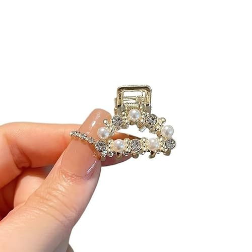Mini-Haarklammer mit Perlen und Strasssteinen, Retro-Diamant-Blume, für Damen und Mädchen, Krabben-Klaue, kleine Haarnadeln (3048) von XXCLW