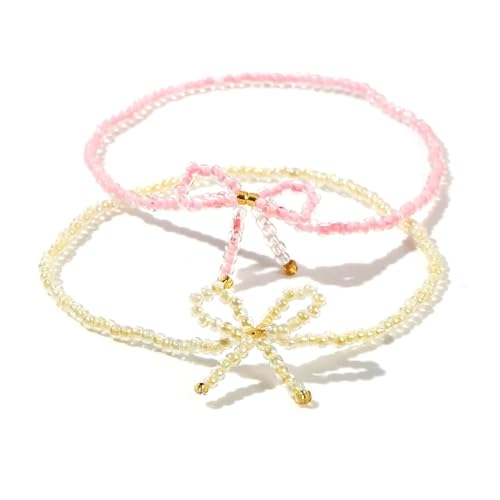 XXCLW 1/2 Stück Bohemian-Strand-Stil, Reisperlen-Strickschleife, Sommerarmband, schöner Freundschaftsschmuck für Mädchen, Einheitsgröße, Achat XXCLW 1/2 Stück Bohemian-Strand-Stil, Reisperlen-Strickschleife, Sommerarmband, schöner Freundschaftsschmuck für Mädchen, Einheitsgröße, Achat von XXCLW
