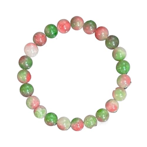 XXCLW Böhmisches Wunschstein-Armband aus Wassermelonen-Turmalin-Perlen, Stretch-Armband, ideales Kristallschmuck-Geschenk, Einheitsgröße, ca. 18 cm, Achat von XXCLW