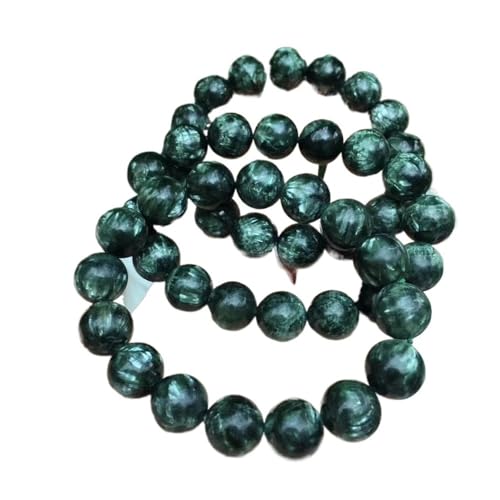 XXCLW Natürliches grünes Seraphinit-Armband, 13 mm, runde Perlen, Edelstein, Modeschmuck, Seraphinit-Perlen, AAAAA von XXCLW