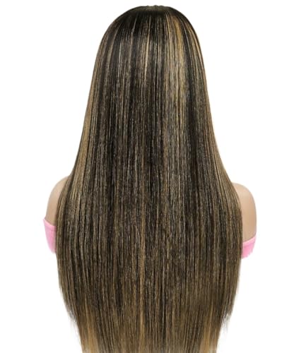 Womens Pre Cut Lace Highlight Straight Human Hair Lace Front Wig For Women 13x4 Transparent Frontal Wig Pre-Plucked Hairline von XXGFCZ