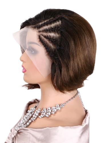Womens Short Pixie Cut 13x4 Lace Front Human Hair Wigs For Women Straight Lace Wig von XXGFCZ