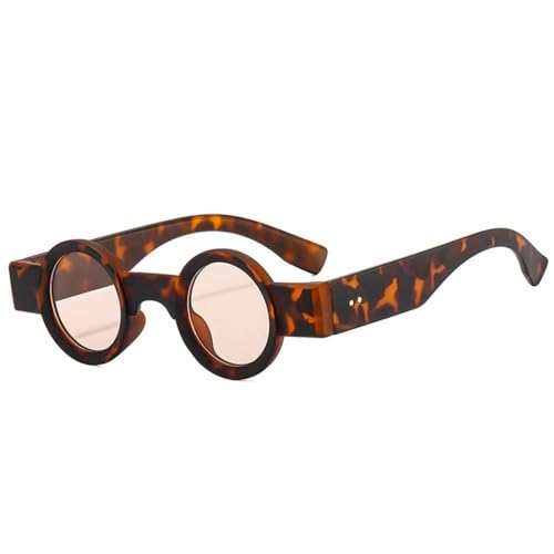 XXGJOALD New 2025 Sonnenbrille Popular Small Round Sunglasses for Women Men Retro Punk Shades Fashion UV400 Clear Ocean Lens Trending Rivets Sun Glasses,C von XXGJOALD