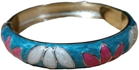 XXHNBF Damenarmband, Retro Emaille Klee Blumen Armband Klapp Manschette Armreifen for Frauen Chinesische Traditionelle Handarbeit(Blue) von XXHNBF