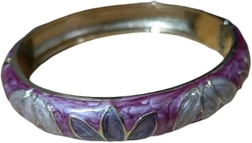 XXHNBF Damenarmband, Retro Emaille Klee Blumen Armband Klapp Manschette Armreifen for Frauen Chinesische Traditionelle Handarbeit(Purple) von XXHNBF