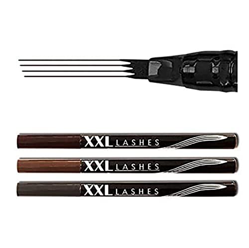 XXL Lashes Augenbrauen-Tattoo-Stift, wasserfester Augenbrauen-Liner, Microblading-Augenbrauenstift mit 4-Linien-Präzisionsapplikator, Augenbrauen Tattoo, 4-Spitzen-Augenbrauenstift (Hellbraun) von XXL Lashes