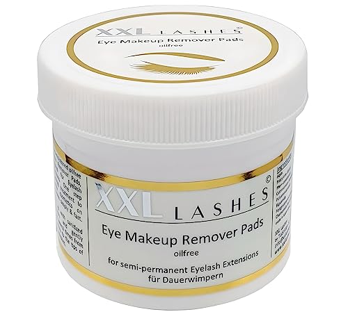 XXL Lashes Augen und Gesicht Protein-Entferner Pads, superfein, fusselfrei, vorbefeuchtet, speziell für Wimpernverlängerungen, Augen Makeup Remover Pads für Eyelash and Brow Extensions, 75 Stck. von XXL Lashes