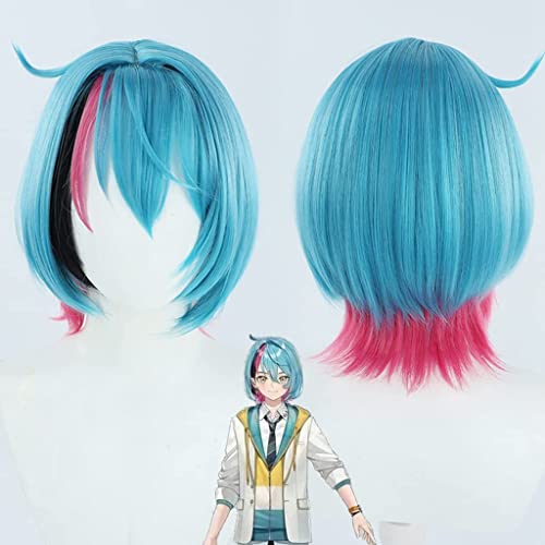 Anime Cosplay Perücke Kyo Kaneko mit Perückenkappe Blau Rosa Farbverlauf Haar Cosplay Kostüm Halloween Perücke von XXSLY