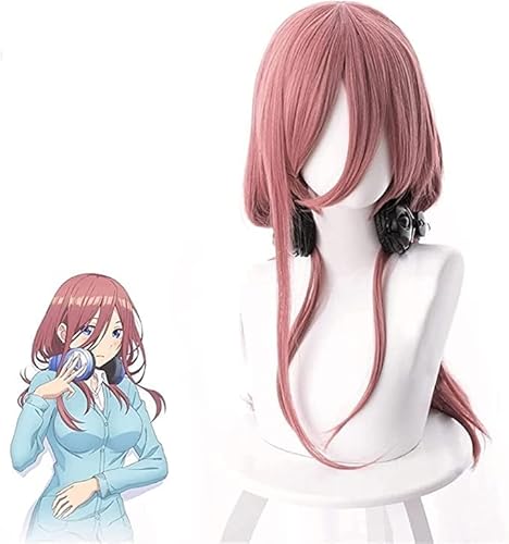 Perücke Cosplay Anime Die Quintessential Quintuplets Nakano Miku Kostüm Rosa Lange Synthetische Haar Miku Nakano Perücken Perücke von XXSLY