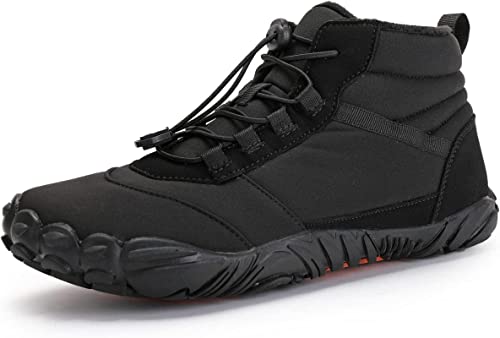 XXSLY Unisex High-Top Barfußschuhe Winter Herren Damen Gepolstert und wasserfest Minimalistische Traillaufschuhe 36EU Black von XXSLY