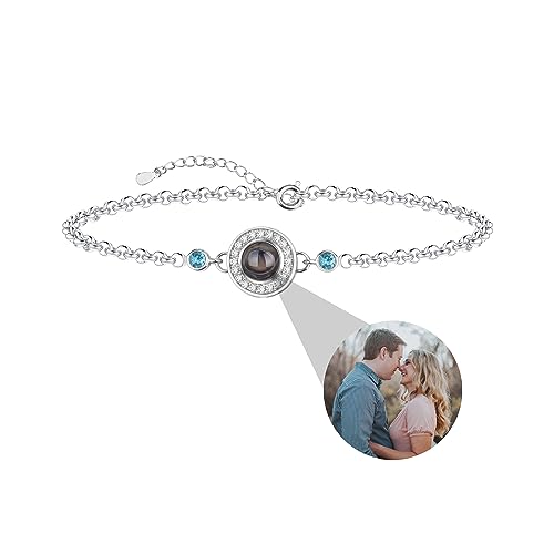 XXTONE Personalisierte Foto Projektion Armband mit Bild im Inneren Kreis - einstellbares Bild Armband Valentinstag & Geburtstag Schmuck Geschenk für Frauen & Männer (Silber 5) von XXTONE