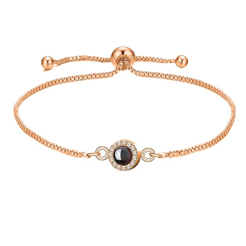 XXTONE Personalisierte Foto Projektion Armband benutzerdefinierte Armband mit Bild im Inneren Kreis einstellbares Bild Armband Valentinstag Geburtstag Schmuck Geschenk für Frauen Männer (rosegold) von XXTONE