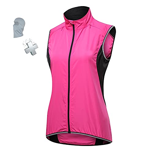 XXXZZL Fahrradweste Damen Winddicht Atmungsaktiv Reflektierende Radweste Laufweste Outdoor Sportweste äRmellos Jacke FüR Herren, Laufen, Joggen, Motorrad, Radfahren,Rosa,3XL von XXXZZL