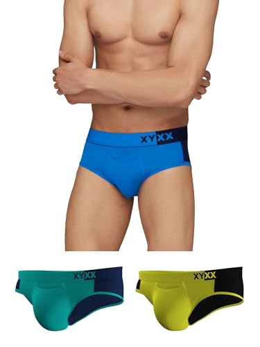 XYXX Herren Dualist Micromodal Regular Fit Colorblock Antimikrobieller Slip ohne Abdrücke am Bund (3er-Pack) von XY XX