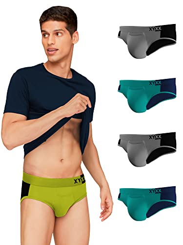 XYXX Herrenunterwäsche Dualist IntelliSoft antimikrobiell, Micro-Modal-Slip, 5er-Pack (Stahlgrau & Schwarz; Navigate & Black Iris; Navigate & Black Iris; Lime Punch & Schwarz; Stahlgrau & Schwarz; M) von XY XX