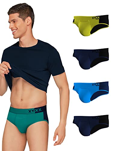 XY XX Modal Slip für Herren (5er-Pack) (XYBRF_R7_6_Brilliant Blue Lime Punch Navigate Iris & Black_M) von XY XX
