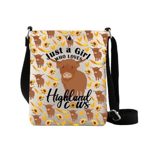 Highland Cow Inspired Crossbody Bag Farm Animal Gift Shaggy Cow Gift Just a Girl Who Loves Highland Cows Purse Shoulder Bag, Who Loves Highland Cb von XYANFA