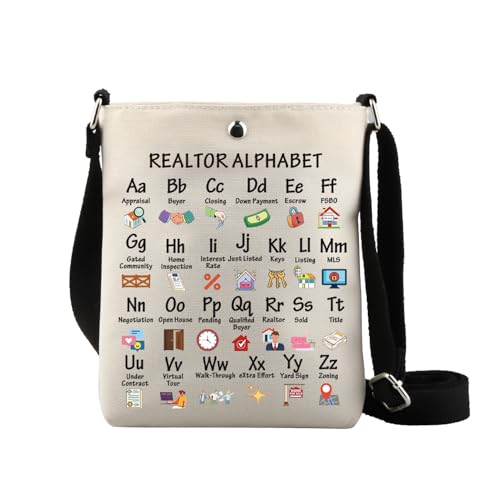 Real Estate Geldbörse Umhängetasche Immobilienmakler Büro Geschenk Realtor Dankeschön Geschenke Realtor Alphabet Crossbody Bag, Realtor Cb von XYANFA